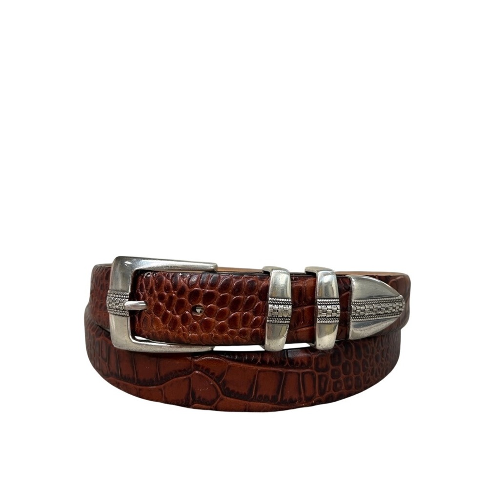 Belts.com Mens Brown Alligator Embossed Italian Calfskin Leather Belt Size 44